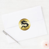 GOUD EN ZWARTE DRAGON RONDE STICKER (Envelop)