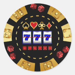 GOUD EN ZWARTE GAMPKERCHIP RONDE STICKER