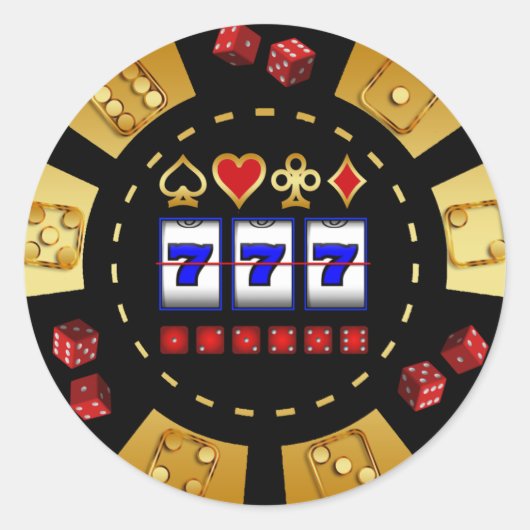 GOUD EN ZWARTE GAMPKERCHIP RONDE STICKER (Voorkant)