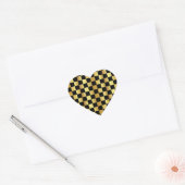 Goud en Zwarte Hartvorm Hart Sticker (Envelop)