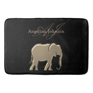 Goud en zwarte monogram badmat