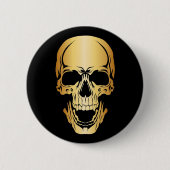 Goud en zwarte schedel ronde button 5,7 cm (Voorkant)