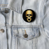 Goud en zwarte schedel ronde button 5,7 cm (In situ)