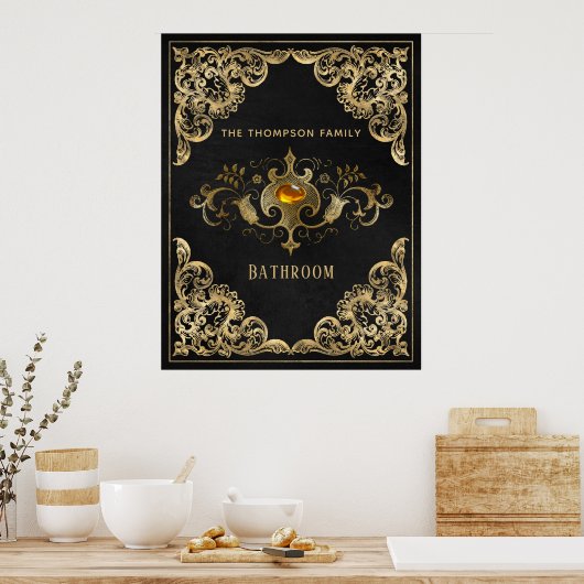 goud en zwarte steen poster (Keuken)