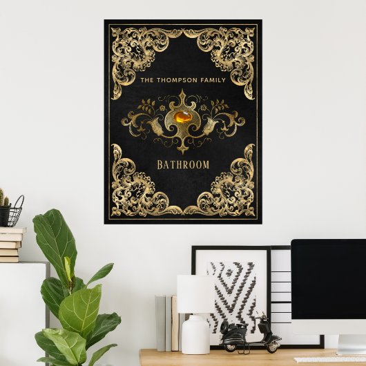 goud en zwarte  steen poster (Thuiskantoor)