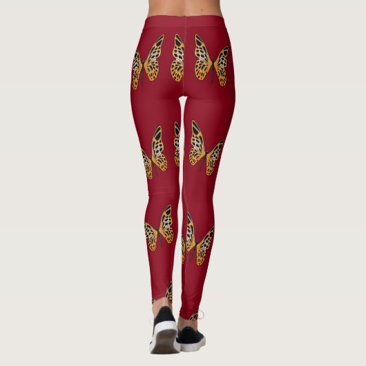 Goud en zwarte vlinders leggings (Achterkant)