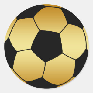 GOUD EN ZWARTE VOETBAL RONDE STICKER