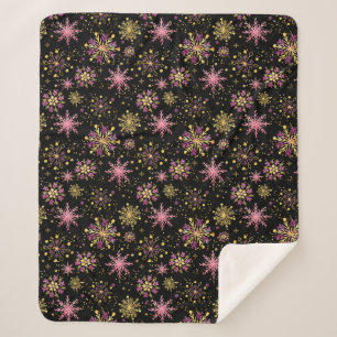 Goud en zwarte wintersneeuwvlokken sherpa deken