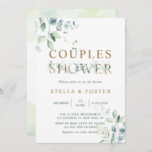 Goud Eucalyptus Botanische Letter Couples — Shower Kaart