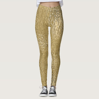 Goud Faux Metallic Shine Textured Leggings