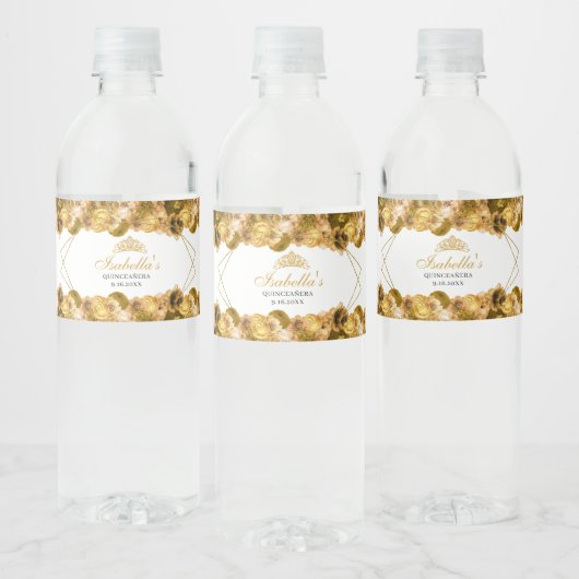 Goud flesje Quinceanera Water Fles Label Waterfles Etiket (Flessen)