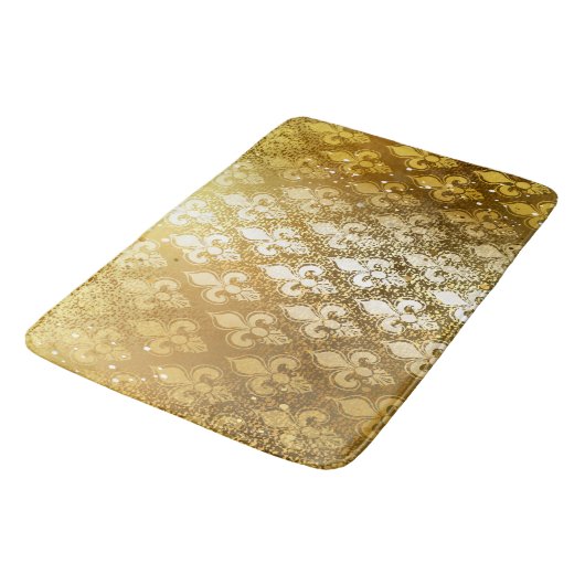 , goud, fleur de lis, antiek, , chic, leuk badmat (Gekanteld)