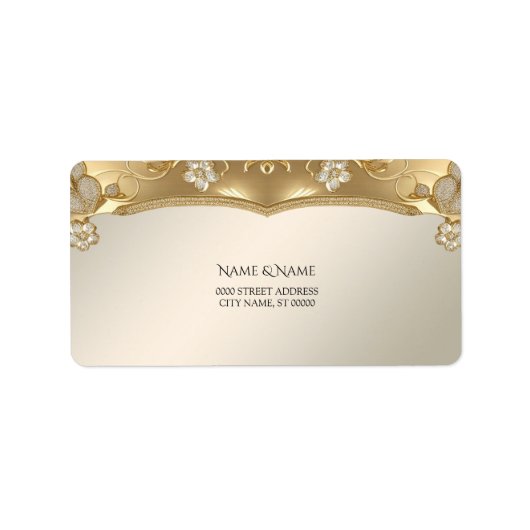 Goud  Floral Adres Label (Voorkant)