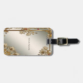 Goud  Floral Bagagelabel (Voorkant horizontaal)