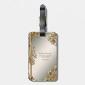 Goud  Floral Bagagelabel (Achterkant verticaal)