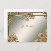 Goud  Floral Lijst Briefkaart (Voorkant / Achterkant)