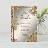 Goud  Floral Lijst Vrijgezellenfeest Kaart (Staand voorkant)