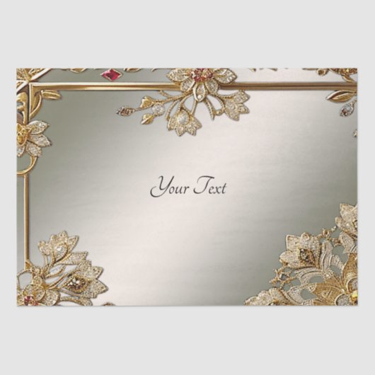 Goud Floral Lijst Weefselpapier Tissuepapier (Voorkant)