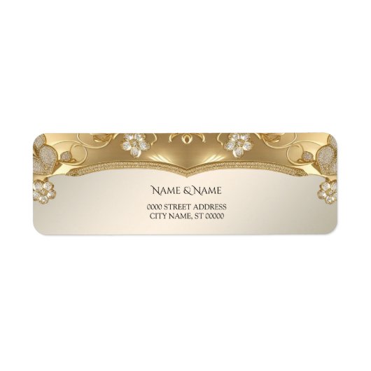 Goud  Floral Retour Adres Label (Voorkant)