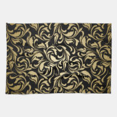 Goud Floral Swirls Theedoek (Horizontaal)