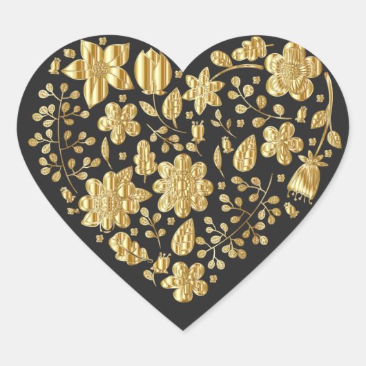 Goud florhart hart sticker (Voorkant)