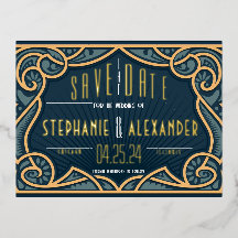 Goud Folie Art Nouveau Save the Date Kaart