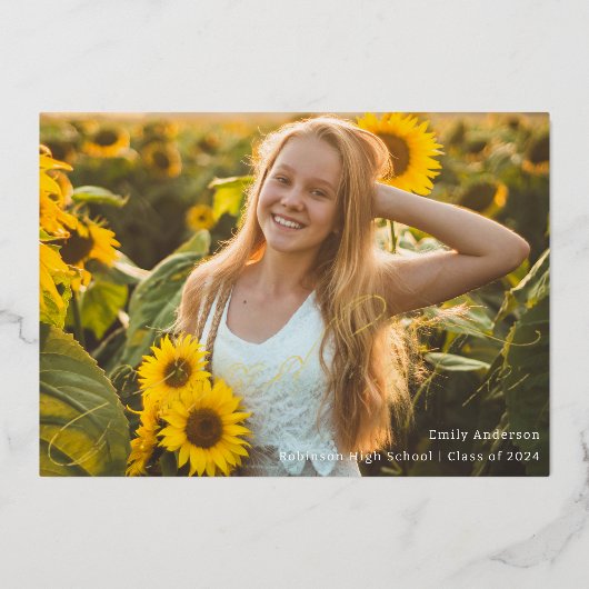 Goud Folie Calligrafie Afstudeeraankondiging Folie Uitnodiging (Voorkant)