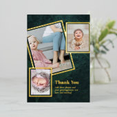 Goud Folie DANK JE WEL Foto Collage Modern QR CODE Folie Uitnodiging (Staand Voorkant)