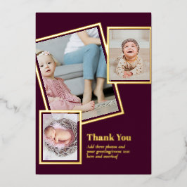 Goud Folie DANK JE WEL Foto Collage Modern QR CODE Uitnodiging