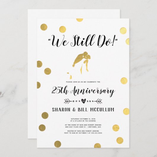 Goud Folie Doen We Nog Steeds | 25e Huwelijksverja Kaart (Voorkant / Achterkant)