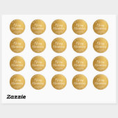 Goud Folie en Witte Script Prettig Kerstfeest Ronde Sticker (Vel)