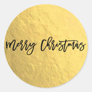 Goud Folie Glans Modern Schrift Vakantie Kerstmis Ronde Sticker