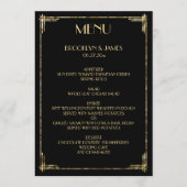 Goud Folie Great Gatsby Art Deco Bruiloftsmenu Menu (Voorkant)