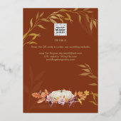 GOUD FOLIE Herfst Pompoen BRUIDSSHOWER QR Code Uitnodiging (Achterkant)