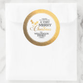 Goud Folie Hulst Kerstmis Ronde Sticker (Tas)