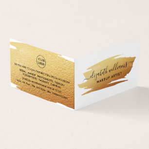 Goud Folie Kwaststreek Make-up Artiest Trouw Visitekaartjes