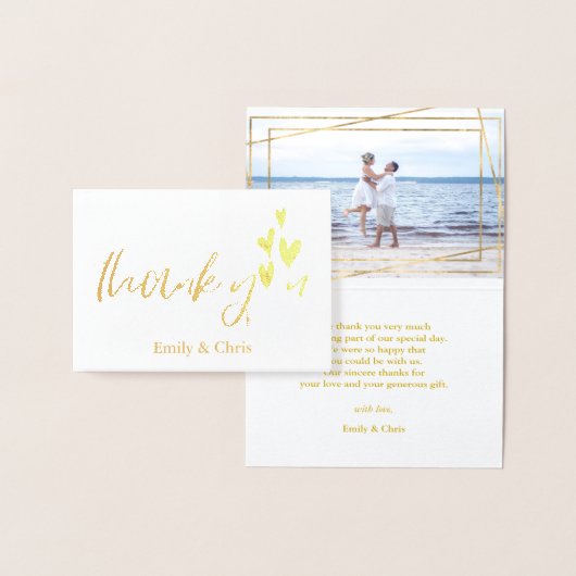 Goud Folie | Lieve Calligrafie Foto Bedankt Folie Kaarten (Display)