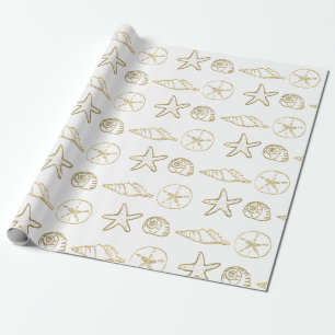 Goud Folie Look Zee Schelpen Chic Strand Elegant W Cadeaupapier