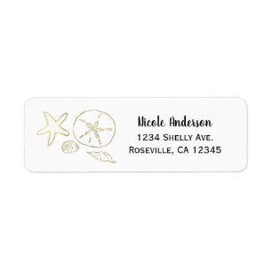 Goud Folie Look Zee Schelpen Chic Strand Elegant W Etiket