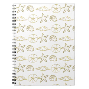 Goud Folie Look Zee Schelpen Chic Strand Elegant W Notitieboek