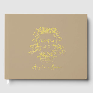 Goud Folie Monogram Taupe Trouwgastenboek Gastenboek