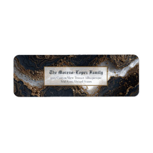 Goud Folie Obsidiaan Marmer Retouradres Etiket