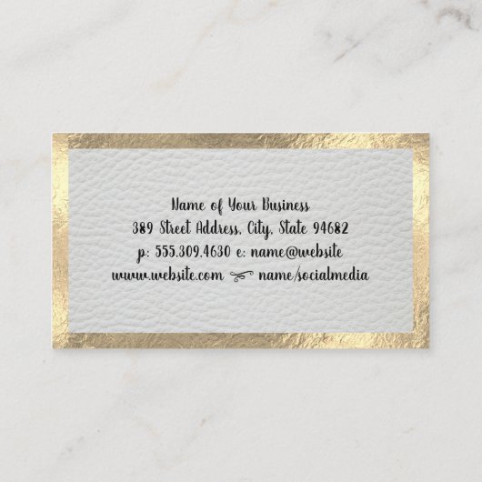 Goud Folie Rand | Lux Leer Visitekaartje (Achterkant)