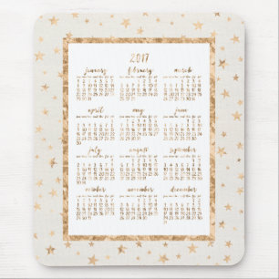 Goud Folie Sterren Kalender 2017 Muismatten Crème