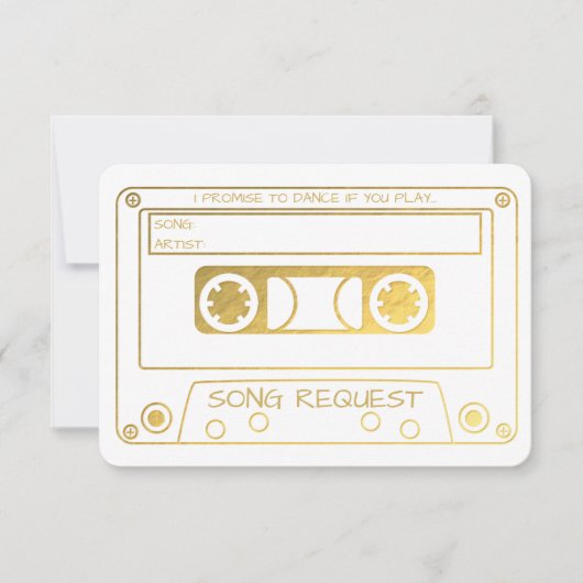 Goud Folie Vintage Cassettesong Verzoek Kaart (Voorkant)