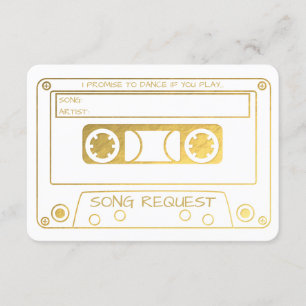 Goud Folie Vintage Cassettesong Verzoek Kaart