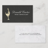 Goud Folie Wijnspetters | Zwarte Textuur Marmer Visitekaartje (Voorkant / Achterkant)