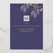 Goud Folie Wisteria THEE PARTY BRUILOFT QR Code Folie Uitnodiging (Achterkant)