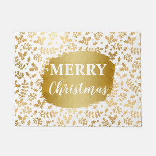 Goud Folie & Witte Hulst Winter Kerstmis Deurmat