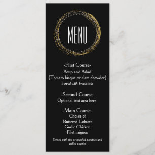 Goud Folie & Zwarte Glamour Cirkel Chic Menu Kaart
